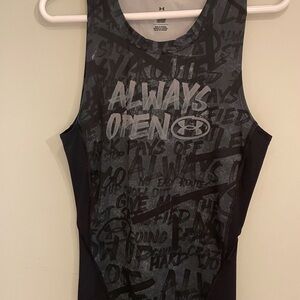 Under Armour Black and Gray Rash Guard Swim Top